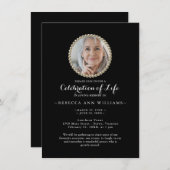 Invitation Calligraphie du budget noir Célébration de la vie (Devant / Derrière)