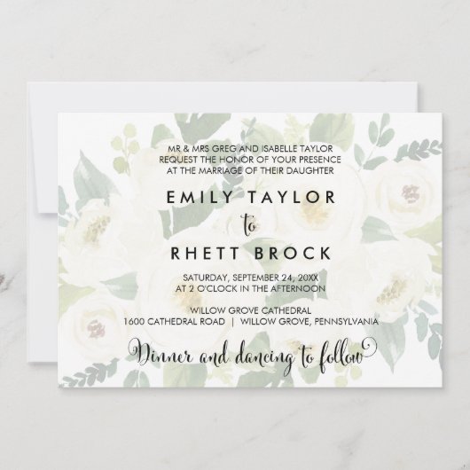 Invitation Calligraphie du Sud | Faded Floral Foral Mariage (Devant)