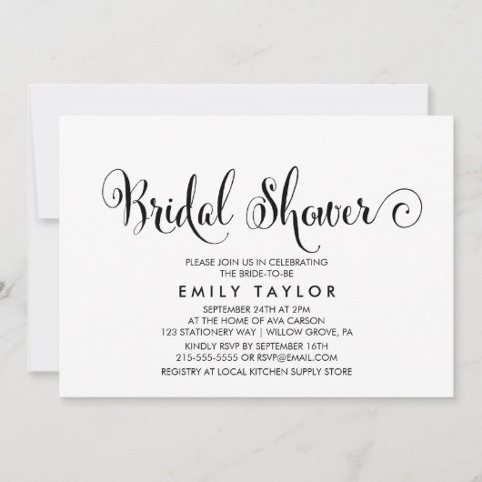 Invitation Calligraphie du Sud | Fête des mariées arrière flo (Devant)