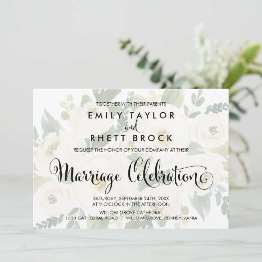 Invitation Calligraphie du Sud | Mariage floral défraîchi (Debout devant)