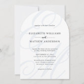 Invitation Calligraphie Dusty Blue Monogram Arch Mariage (Devant)