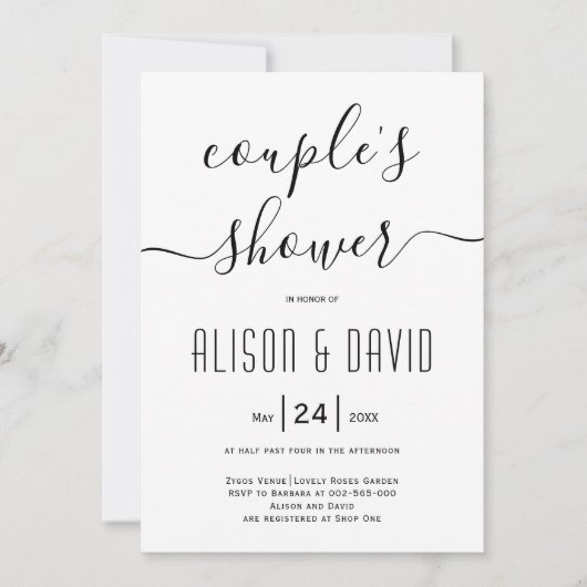 Invitation Calligraphie écriture cursive mariage couples douc (Devant)