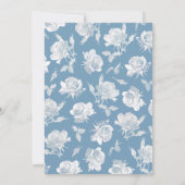 Invitation Calligraphie écriture dusty blue fleurs blanches m (Dos)