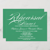 Invitation Calligraphie Élégance Dîner de répétition verte (Devant / Derrière)