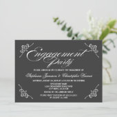 Invitation Calligraphie Elegance Grey Engagement Party (Debout devant)