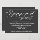 Invitation Calligraphie Elegance Grey Engagement Party (Devant / Derrière)