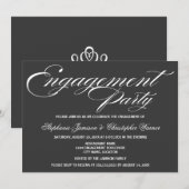 Invitation Calligraphie Élégance Gris Fête de Fiançailles (Devant / Derrière)