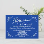 Invitation Calligraphie Élégance Royal Blue Rehearer Dîner (Debout devant)