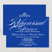 Invitation Calligraphie Élégance Royal Blue Rehearer Dîner (Devant / Derrière)
