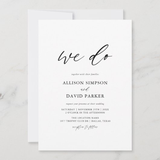 Invitation Calligraphie Élégant Nous faisons Mariage (Devant)