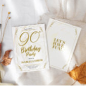 Invitation Calligraphie Elégant Or moderne 90e anniversaire