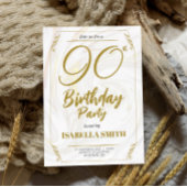 Invitation Calligraphie Elégant Or moderne 90e anniversaire