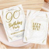 Invitation Calligraphie Elégant Or moderne 90e anniversaire