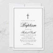 Invitation calligraphie élégante cadre noir baptême invitatio (Devant)