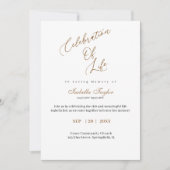 Invitation Calligraphie Élégante Célébration De La Vie (Devant)