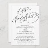 Invitation Calligraphie Élégante Célébrons le Noir & Blanc (Devant / Derrière)