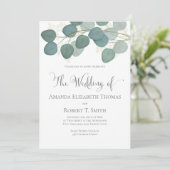 Invitation Calligraphie élégante classique Eucalyptus verdure (Debout devant)