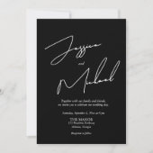 Invitation Calligraphie élégante Code QR noir et blanc (Devant)