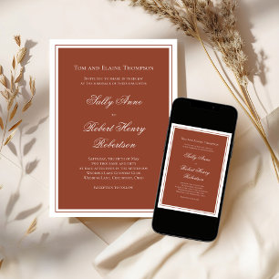 Invitation Calligraphie élégante de mariage script bordeaux