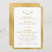 INVITATION CALLIGRAPHIE ÉLÉGANTE ET MARIAGE CHIC FRAME GOLDEN (Devant / Derrière)