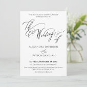 Invitation Calligraphie Élégante "Le Mariage de" Noir & Blanc (Debout devant)