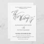 Invitation Calligraphie Élégante "Le Mariage de" Noir & Blanc (Devant / Derrière)