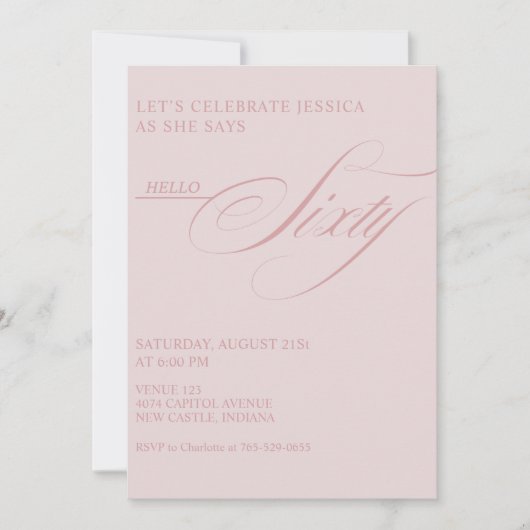 Invitation Calligraphie élégante moderne pour 60e anniversair (Devant)