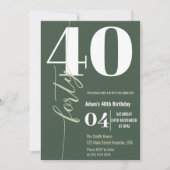 Invitation Calligraphie élégante moderne QUARANTE 40e anniver (Devant)
