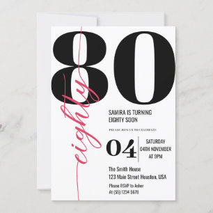 Invitation Calligraphie Élégante Moderne QUATRE-VINGTS 80e An