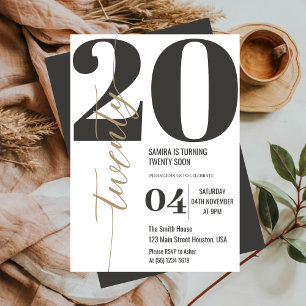 Invitation Calligraphie élégante moderne VINGT 20e Anniversai