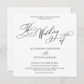 Invitation Calligraphie Élégante Noir & Blanc "Le Mariage de" (Devant / Derrière)