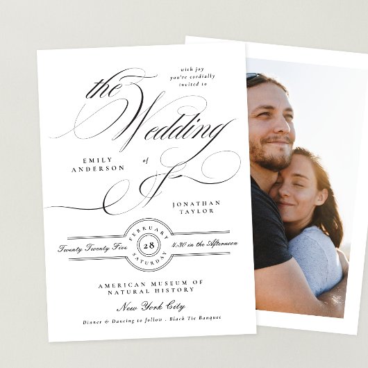 Invitation Calligraphie élégante officielle Cravate noire Mar