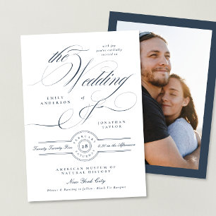 Invitation Calligraphie élégante officielle Mariage photo ble