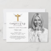Invitation Calligraphie Elégante Photo Célébration de la vie (Devant)