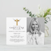 Invitation Calligraphie Elégante Photo Célébration de la vie (Debout devant)