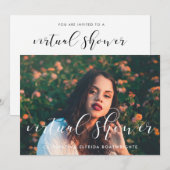 Invitation Calligraphie élégante Photo de douche de la mariée (Devant / Derrière)
