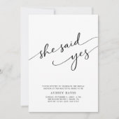 Invitation Calligraphie Elle A Dit Oui Fête des mariées Minim (Devant)