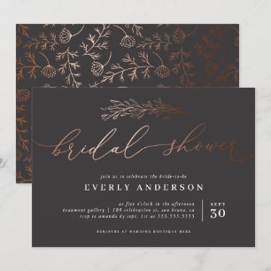 Invitation Calligraphie en cuivre chic   Fête des mariées élé