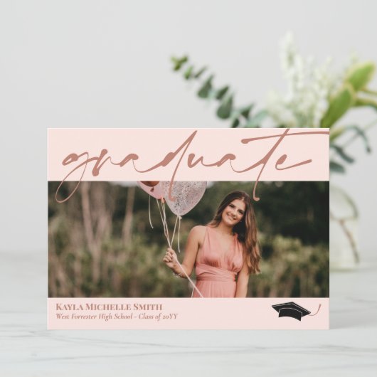 Invitation Calligraphie en laiton rose pâle (Debout devant)