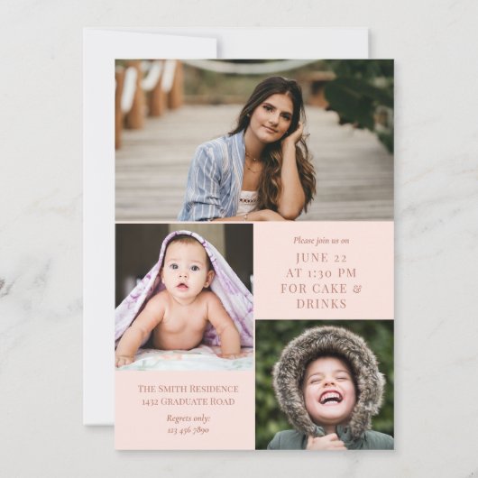 Invitation Calligraphie en laiton rose pâle (Dos)