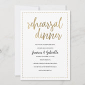 Invitation Calligraphie en or blanc simple Répétition Dîner (Devant)