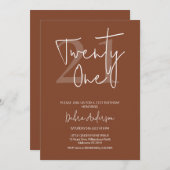 Invitation Calligraphie en terre cuite moderne 21e anniversai (Devant / Derrière)