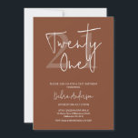Invitation Calligraphie en terre cuite moderne 21e anniversai<br><div class="desc">Calligraphie en terre cuite moderne Invitation 21e anniversaire Invitation moderne 21e anniversaire avec une police en calligraphie moderne blanche et un numéro de police en serif marron clair sur un arrière - plan couleur terre cuite. Idéal pour une personne à la recherche d'une invitation minimaliste moderne en terre cuite à...</div>
