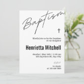 Invitation Calligraphie en terre cuite moderne Baptême (Debout devant)