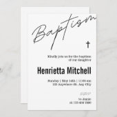 Invitation Calligraphie en terre cuite moderne Baptême (Devant / Derrière)