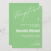 Invitation Calligraphie en terre cuite moderne Baptême (Devant / Derrière)