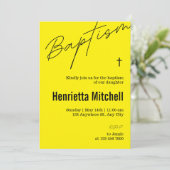 Invitation Calligraphie en terre cuite moderne Baptême (Debout devant)