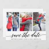 Invitation Calligraphie Enregistrer La Date Fiançailles 3 Car (Devant / Derrière)