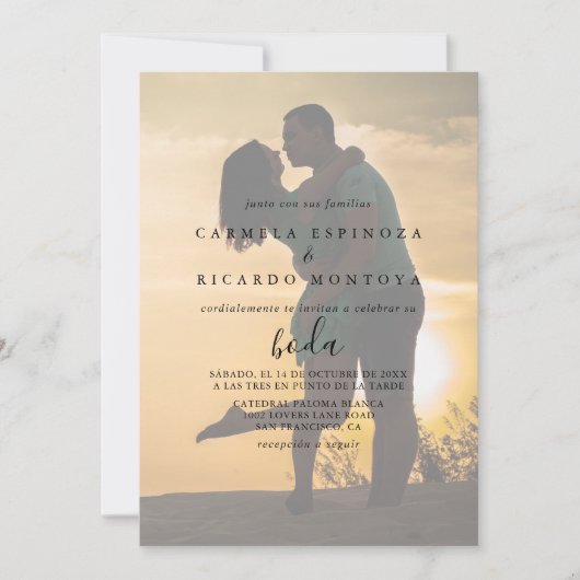 Invitation Calligraphie espagnol Mariage photo (Devant)