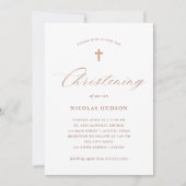 Invitation Calligraphie et croix d'or Faux Rose| Brise (Devant)